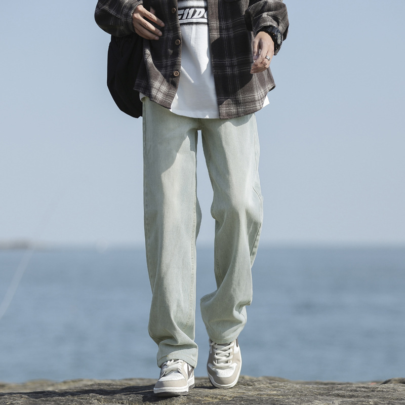 Meeste fliisvoodriga teksad, sirge lõige, tänav stiil, keskmise kõrgusega talje, tõmblukk