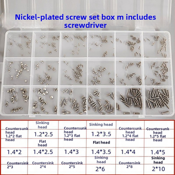 Mini skrūvju komplekts kastē brillēm, pulksteņiem un piezīmju grāmatiņām — modelis PDD1006986342