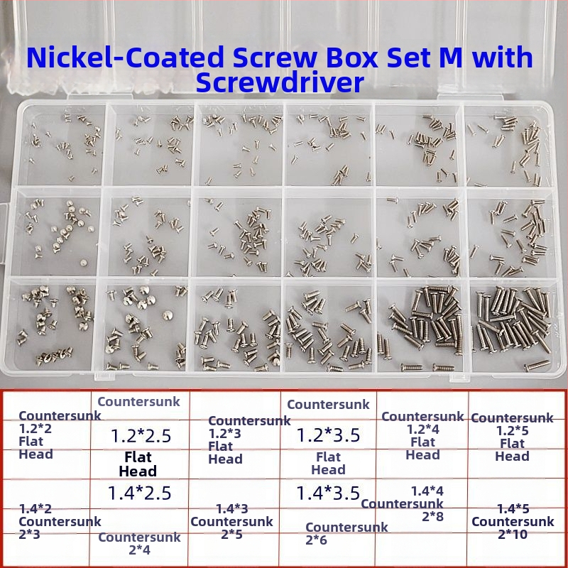 Mini skrūvju komplekts kastē brillēm, pulksteņiem un piezīmju grāmatiņām — modelis PDD1006986342