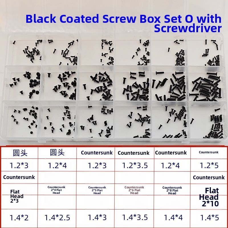 Mini skrūvju komplekts kastē brillēm, pulksteņiem un piezīmju grāmatiņām — modelis PDD1006986342