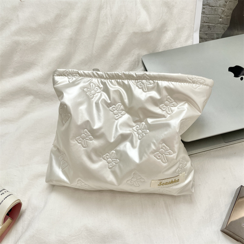 PU quilted srdcová clutch kozmetická taška, geometrický vzor, podšívka poplin, viacúčelové uloženie