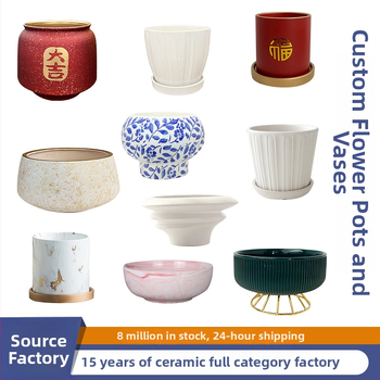 Keramický kvetináč na orchideu, na stolné použitie, štýl nordickej jednoduchej estetiky, glazovanie a maľovanie