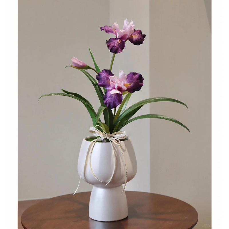 Keramický kvetináč na orchideu, na stolné použitie, štýl nordickej jednoduchej estetiky, glazovanie a maľovanie