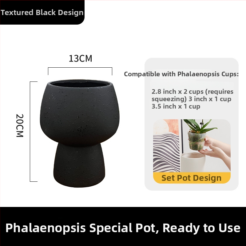 Keramický kvetináč na orchideu, na stolné použitie, štýl nordickej jednoduchej estetiky, glazovanie a maľovanie