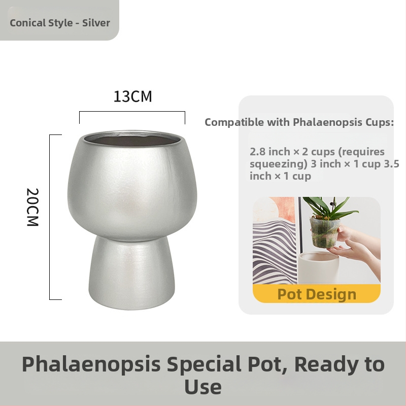 Keramický kvetináč na orchideu, na stolné použitie, štýl nordickej jednoduchej estetiky, glazovanie a maľovanie