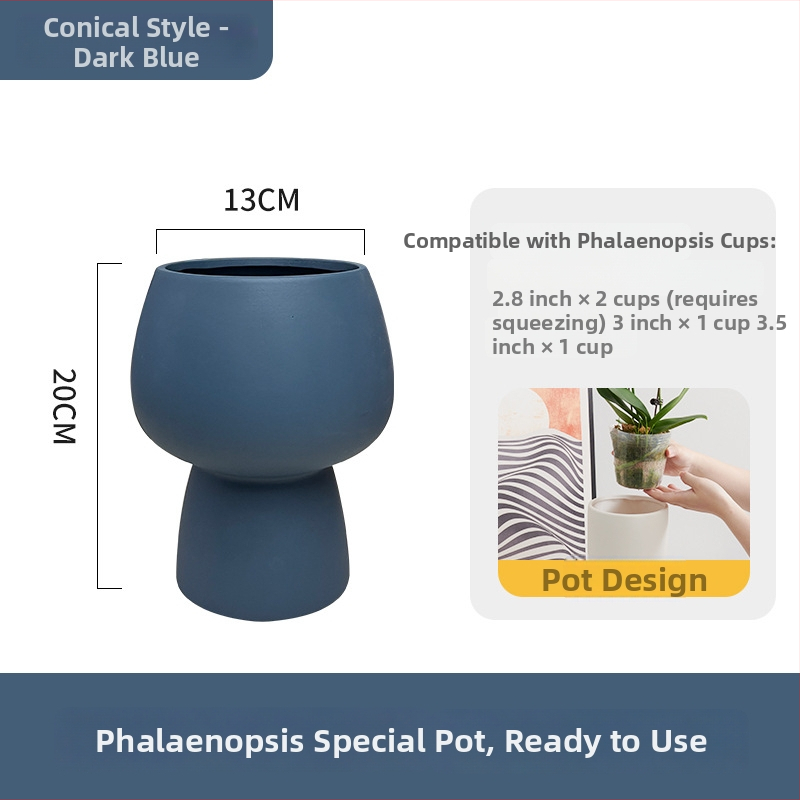 Keramický kvetináč na orchideu, na stolné použitie, štýl nordickej jednoduchej estetiky, glazovanie a maľovanie