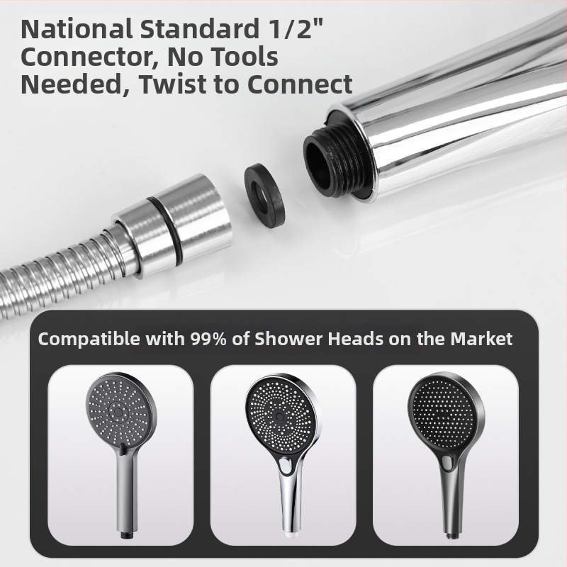 Nerezová pružinová sprchová hadica do kúpeľne, model LYG01, menovitý tlak 1.5, teplotný rozsah 20–150°C, ručné pripojenie