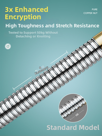DLSSG duššiivoolik suure vooluga, paks diameeter, roostevaba teras, vannitoatarvikud • Mudel: DLSSG • Nominaalne rõhk: 0.8 MPa • Töötemperatuur: 90°C • Paigaldus: keermühenduse • Materjal: roostevaba teras