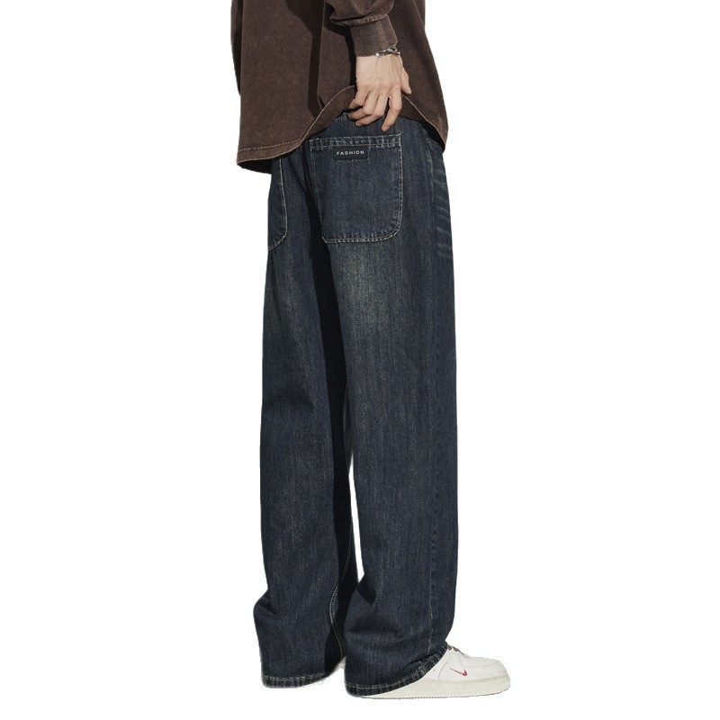 Meeste teksad, retro-stiil, sirge lõikega, pestud denim, keskmine talje