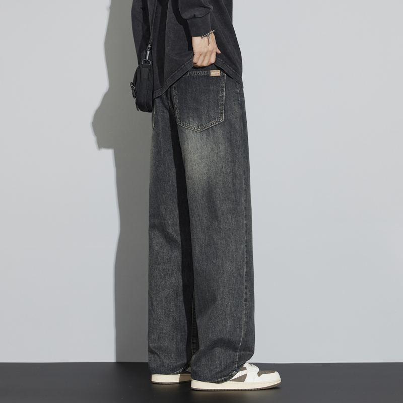 Meeste teksad, retro-stiil, sirge lõikega, pestud denim, keskmine talje