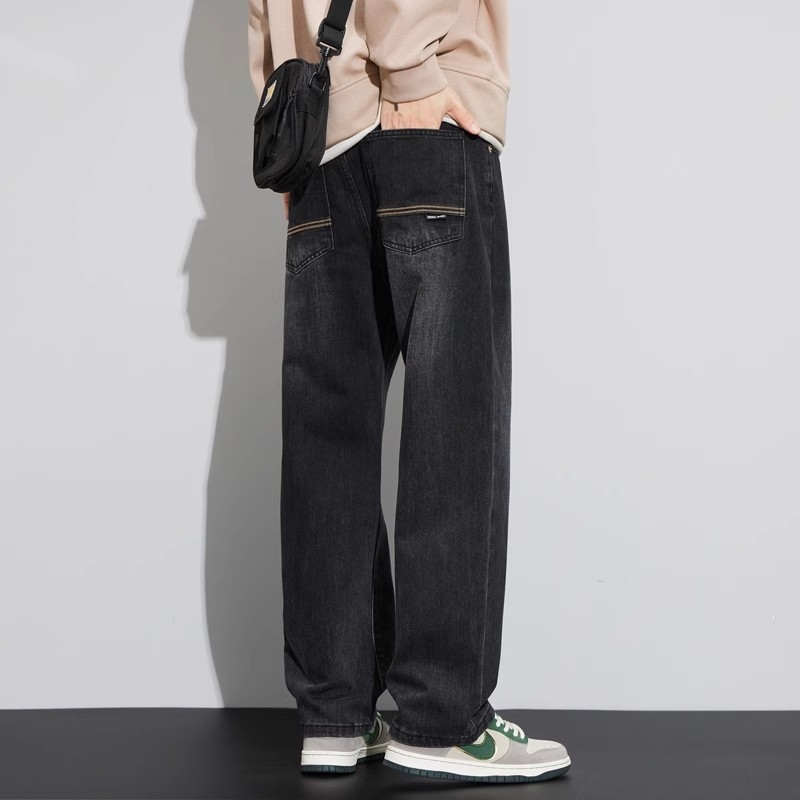 Meeste teksad, retro-stiil, sirge lõikega, pestud denim, keskmine talje