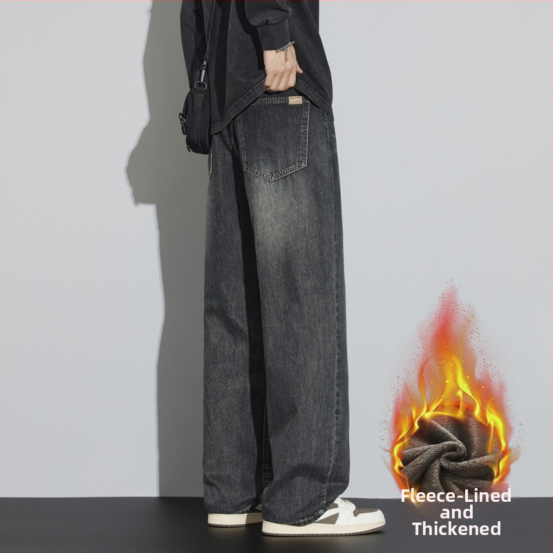 Meeste teksad, retro-stiil, sirge lõikega, pestud denim, keskmine talje