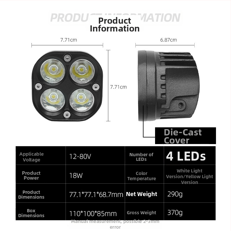 LED Four-Leaf Clover Spotlight pre auto a motorku – 12-80V, 20W, 1350lm, 50000h