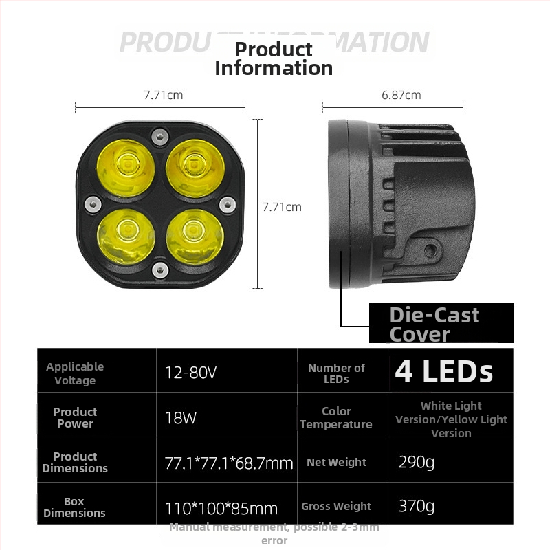 LED Four-Leaf Clover Spotlight pre auto a motorku – 12-80V, 20W, 1350lm, 50000h
