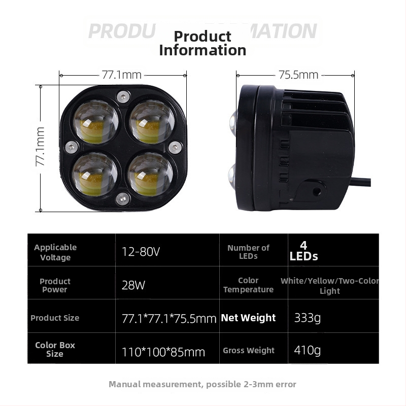 LED Four-Leaf Clover Spotlight pre auto a motorku – 12-80V, 20W, 1350lm, 50000h