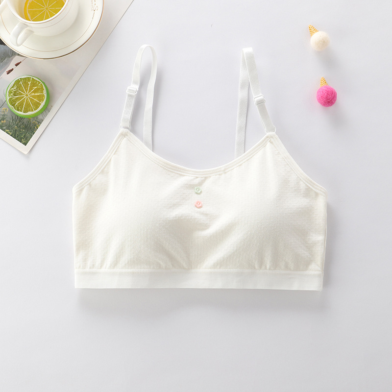 Bavlnená tréningová podprsenka pre dievčatá, košík 3/4, tenké formované košíky, pevné dvojité ramienka, priedušná a pohodlná