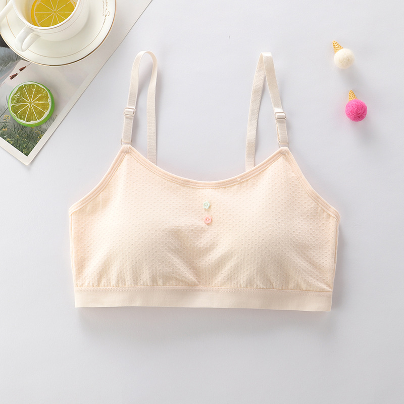 Bavlnená tréningová podprsenka pre dievčatá, košík 3/4, tenké formované košíky, pevné dvojité ramienka, priedušná a pohodlná