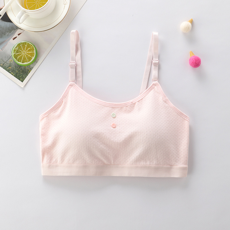 Bavlnená tréningová podprsenka pre dievčatá, košík 3/4, tenké formované košíky, pevné dvojité ramienka, priedušná a pohodlná