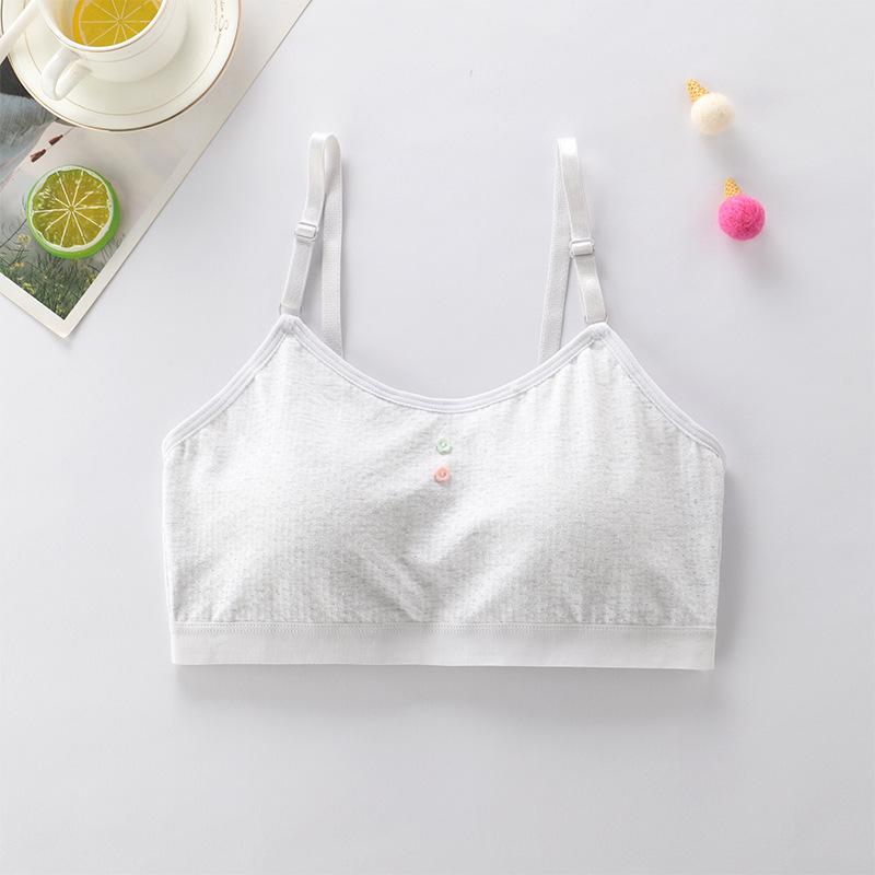 Bavlnená tréningová podprsenka pre dievčatá, košík 3/4, tenké formované košíky, pevné dvojité ramienka, priedušná a pohodlná