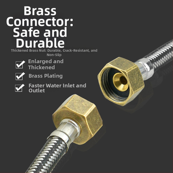 Nerūsējošā tērauda ūdens pievads krānam – 304, 1.5 MPa, 0–95°C, vītnes savienojums