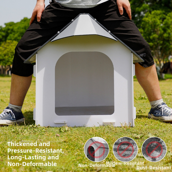 Εξωτερικό πλαστικό σπίτι σκύλου για όλες τις εποχές, αδιάβροχο και ανθεκτικό στην υγρασία, για μικρούς και μεσαίου μεγέθους σκύλους