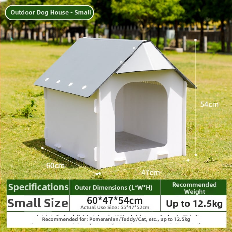 Εξωτερικό πλαστικό σπίτι σκύλου για όλες τις εποχές, αδιάβροχο και ανθεκτικό στην υγρασία, για μικρούς και μεσαίου μεγέθους σκύλους