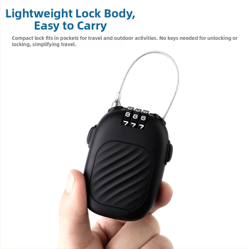 Rozťahovací číselný zámok s oceľovým drôtom pre prilbu na motorku, košík, batožinu a detské auto — 2 mm tyč, ABS plast + oceľ, model JH13