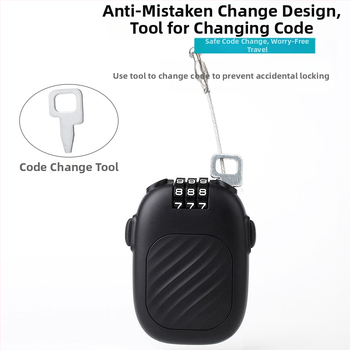 Rozťahovací číselný zámok s oceľovým drôtom pre prilbu na motorku, košík, batožinu a detské auto — 2 mm tyč, ABS plast + oceľ, model JH13