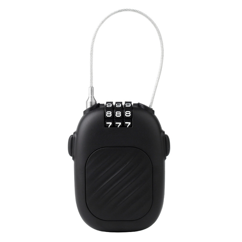 Rozťahovací číselný zámok s oceľovým drôtom pre prilbu na motorku, košík, batožinu a detské auto — 2 mm tyč, ABS plast + oceľ, model JH13