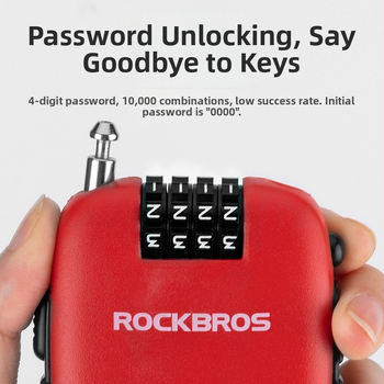 Kodu zādzības aizslēga motocikla ķiverei — pārnēsājams ABS + kabelis (Materiāls: ABS + kabelis; Zīmols: ROCKBROS; Piemēro: motocikla ķivere, bērnu rati, bagāža, kalnu velosipēds)