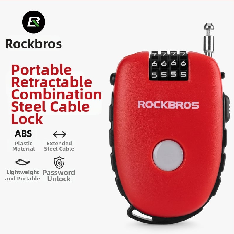 Kodu zādzības aizslēga motocikla ķiverei — pārnēsājams ABS + kabelis (Materiāls: ABS + kabelis; Zīmols: ROCKBROS; Piemēro: motocikla ķivere, bērnu rati, bagāža, kalnu velosipēds)