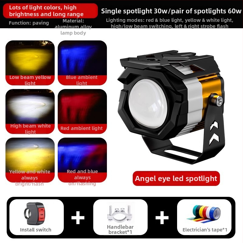 Motocykel LED projektor svetlomet, 30W, 12-85V, hliníková zliatina