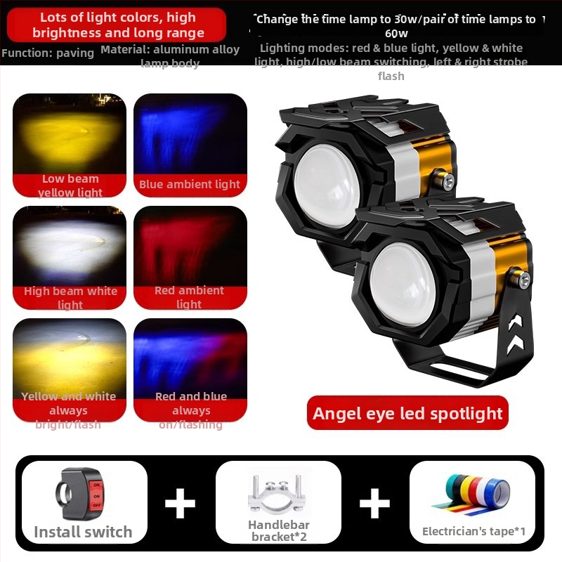 Motocykel LED projektor svetlomet, 30W, 12-85V, hliníková zliatina