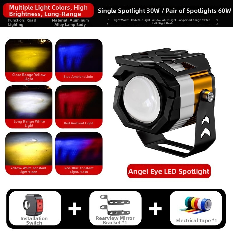 Motocykel LED projektor svetlomet, 30W, 12-85V, hliníková zliatina