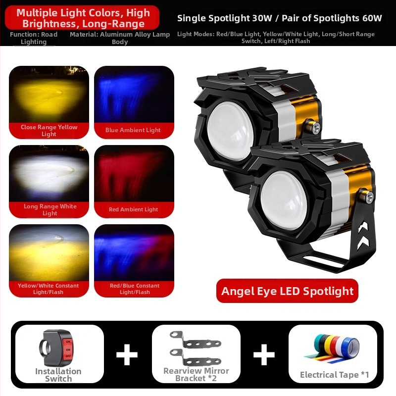 Motocykel LED projektor svetlomet, 30W, 12-85V, hliníková zliatina