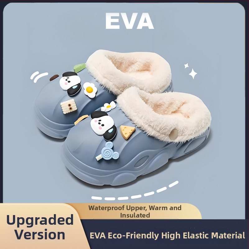 Detské EVA papuče s kresleným vzorom, vodeodolné, protišmykové, fleece podšitie, s odnímateľnou vložkou