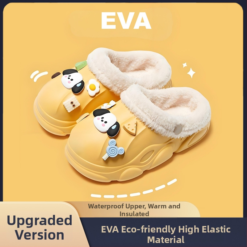 Detské EVA papuče s kresleným vzorom, vodeodolné, protišmykové, fleece podšitie, s odnímateľnou vložkou