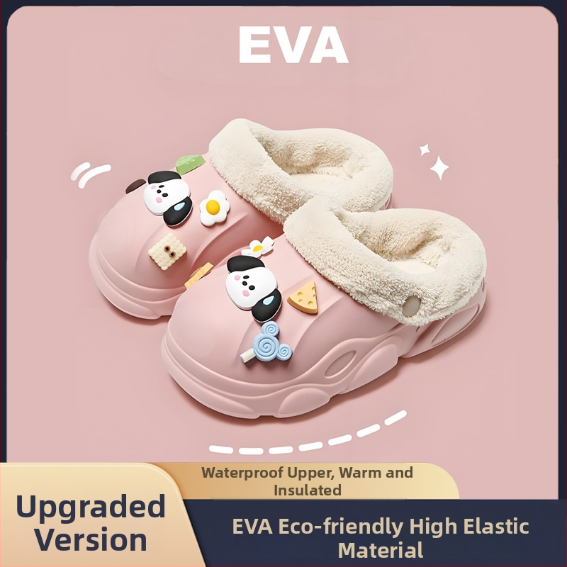 Detské EVA papuče s kresleným vzorom, vodeodolné, protišmykové, fleece podšitie, s odnímateľnou vložkou