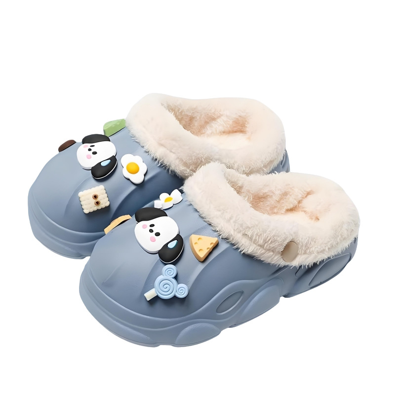 Detské EVA papuče s kresleným vzorom, vodeodolné, protišmykové, fleece podšitie, s odnímateľnou vložkou