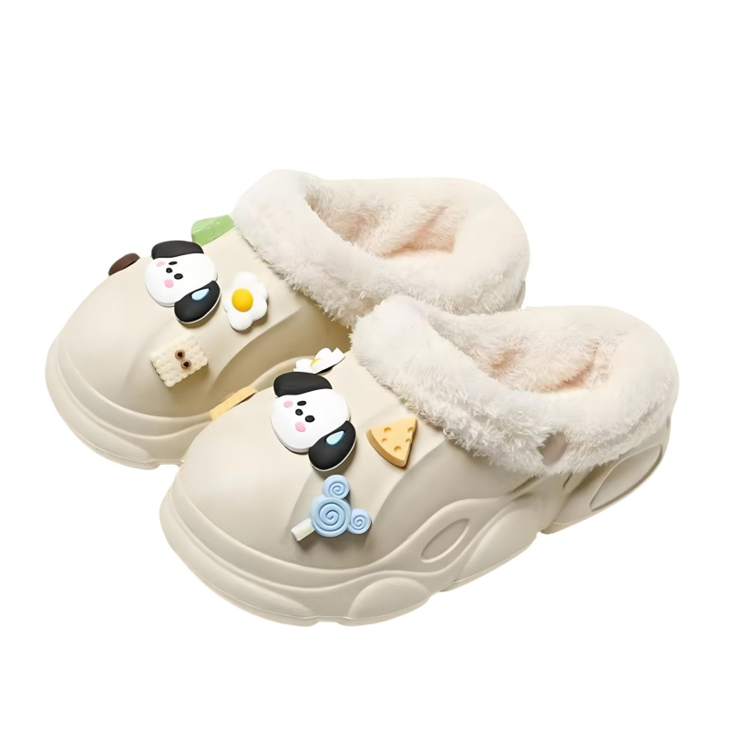 Detské EVA papuče s kresleným vzorom, vodeodolné, protišmykové, fleece podšitie, s odnímateľnou vložkou