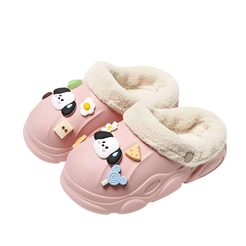 Detské EVA papuče s kresleným vzorom, vodeodolné, protišmykové, fleece podšitie, s odnímateľnou vložkou