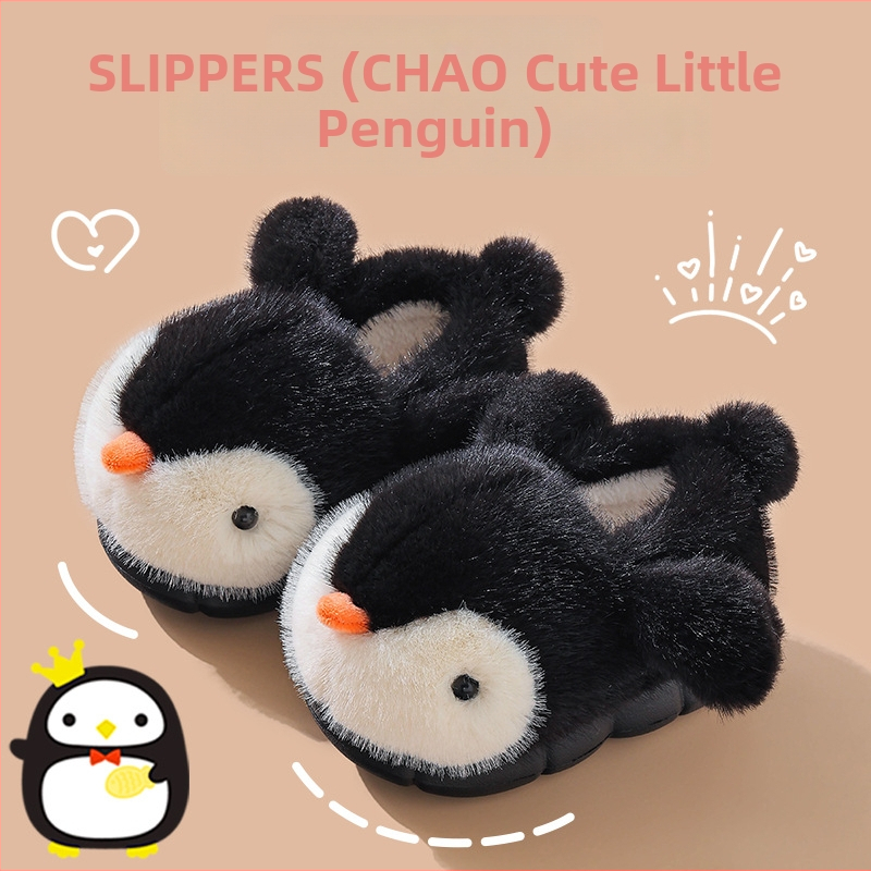 Detské papuče s motívom tučniaka, vršok z velúru, EVA podrážka, slip-on, unisex, vek 1–16 rokov
