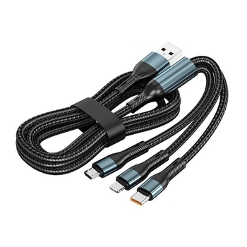 Cablu de încărcare K8 3 în 1, 120W încărcare rapidă, conectori Type-C, Lightning și Micro-USB, compatibil cu Apple și Huawei