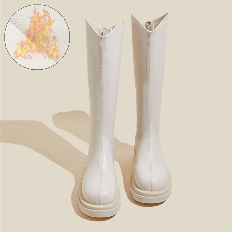 Naistele rüütline stiilis saapad kõrgendatud kõrgusega, keskmise varrega, PU ülemine, kummist tald, fliisvooder