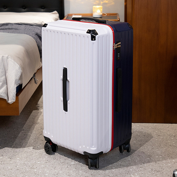 Valiză cu cinci roți ABS+PC, extensibilă cu fermoar, cu dungi