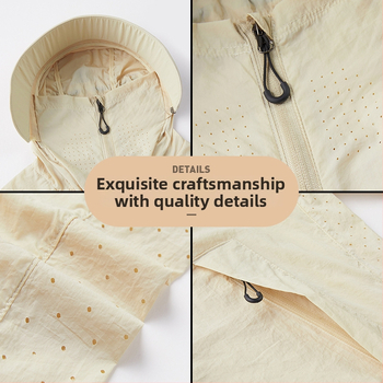 Välisjakk kapuutsiga — hingav, kiire kuivav, UPF50+ UV kaitse, tuulekindel, 100% nailon