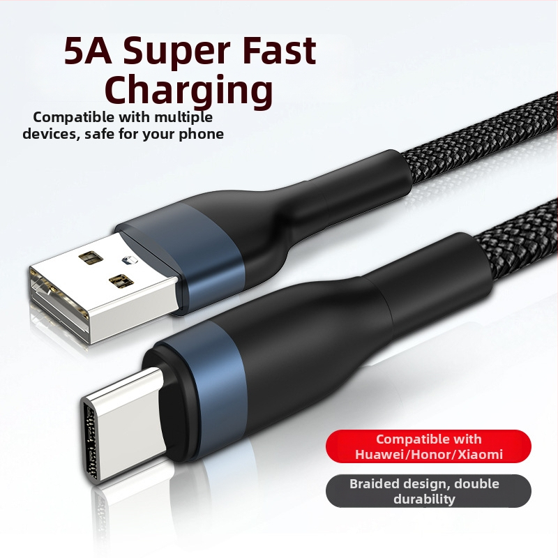 K5G Pletivý kábel rýchleho nabíjania so tromi rozhraniami: Lightning, Micro USB, Type-C; 66W rýchle nabíjanie; kompatibilný s Apple, Huawei, Xiaomi