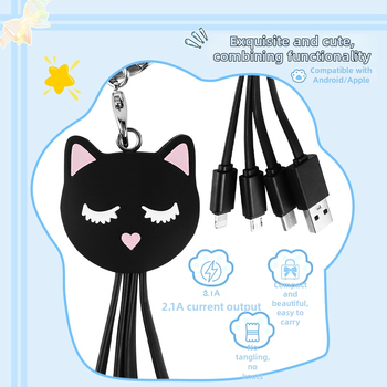 Ritual kolme ühes andmekabel Micro USB ja USB-C-ga, PVC, maks. 2,1 A