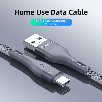 Type-C ühe-peaga andmete ja laadimiskaabel, nailonist kootud, 5V/2.4A, alumiiniumist korpus, ühilduv Huawei, Android ja iPhone