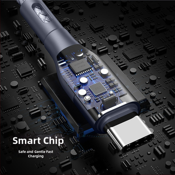 Type-C ühe-peaga andmete ja laadimiskaabel, nailonist kootud, 5V/2.4A, alumiiniumist korpus, ühilduv Huawei, Android ja iPhone